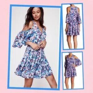Rebecca Minkoff Robbie Cold Shoulder floral mini dress Size S